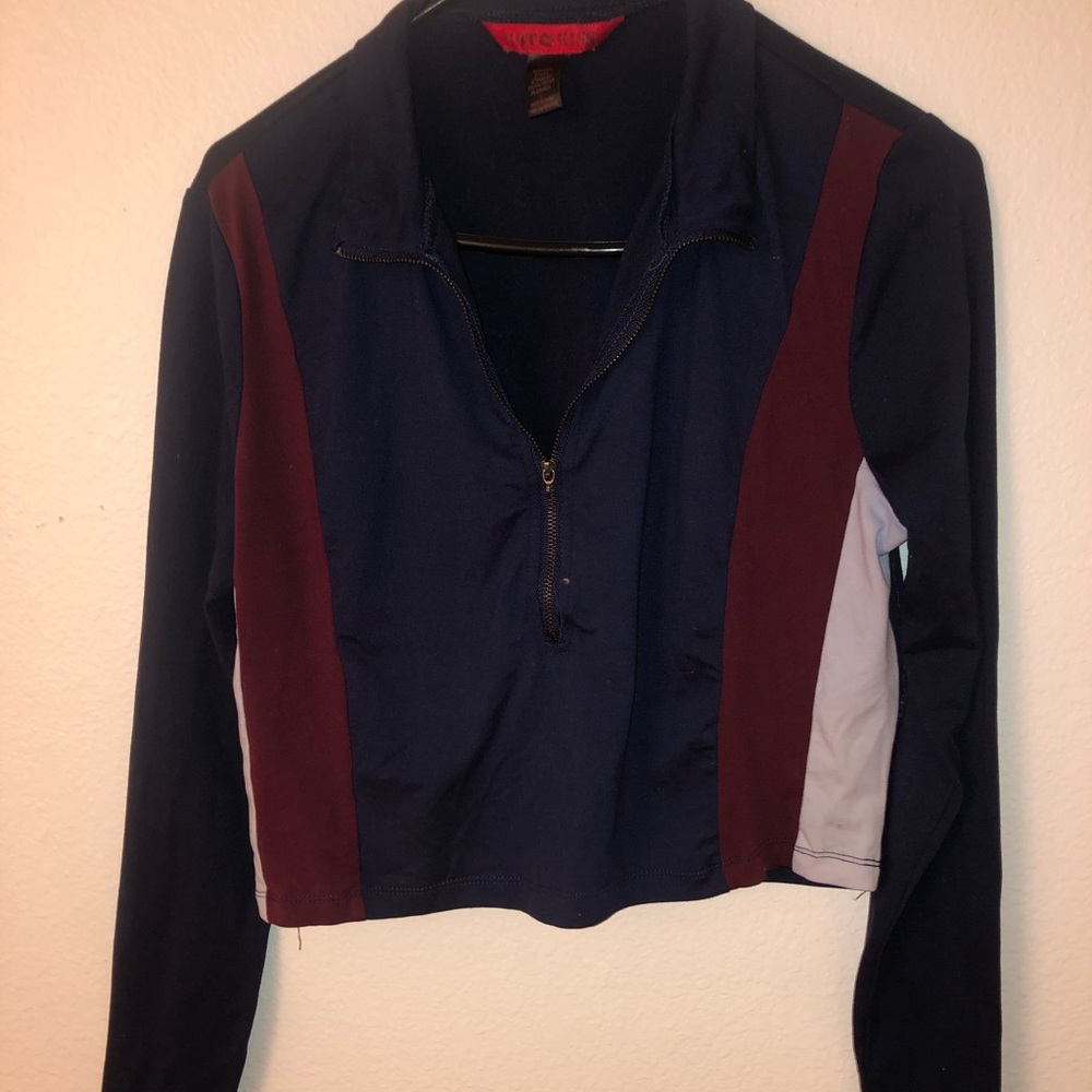 Spandex zip up crop top